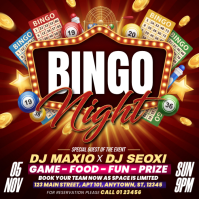 Rød Bingo Night Event Quadrato Template