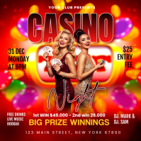 Rojo Casino Night Event โพสต์บน Instagram Template