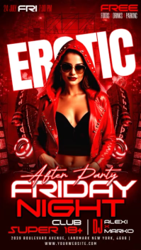 Red Neon Club DJ Night Instagram Story Video template