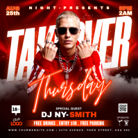 Vermelho DJ Nightclub Event โพสต์บน Instagram Template