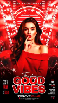 Red Neon Club Event Instagram Story Video template