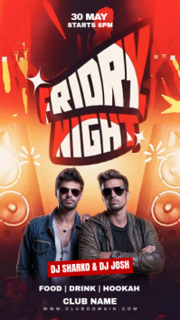 Red Neon Club Night Event Digital Display Цифровой дисплей (9 : 16) template