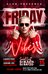Red Neon Club Night Event Tabloid template