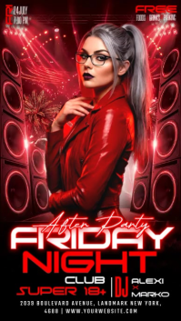 Red Neon Club Night Party Instagram Story Video Instagram-Story template