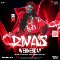 red neon club party event design template Persegi (1:1)