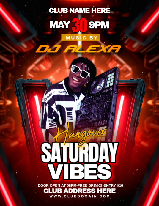 Red Club Party Flyers Template | PosterMyWall
