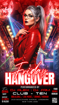 Red Club Party Indaba yaku-Instagram Template