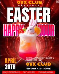 Red Neon Easter Happy Hour Instagram Portrait template