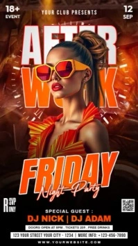 Red Neon Friday Night Party Instagram Reel template