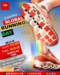 Red Neon Global Running Day Celebration  Instagram Portrait template