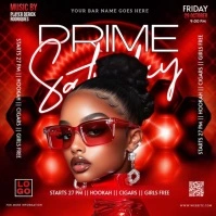 red neon glow club party event template design ad Message Instagram