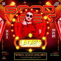 Red Neon Good Vibes Ladies Night Party Instagram Post template