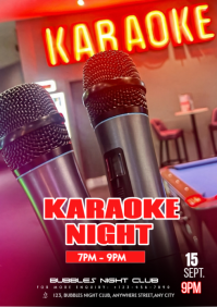 Red Karaoke Night A3 Template