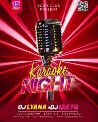 Red Neon Karaoke Night Instagram Portrait template