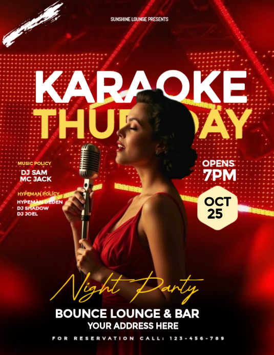Red Neon Karaoke Night Party Flyer Template | PosterMyWall