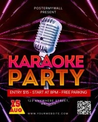 Red Neon Karaoke Party Instagram Portrait template