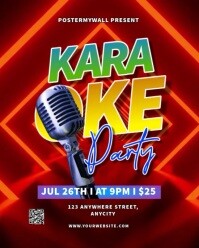 Red Neon Karaoke Party Instagram Portrait template