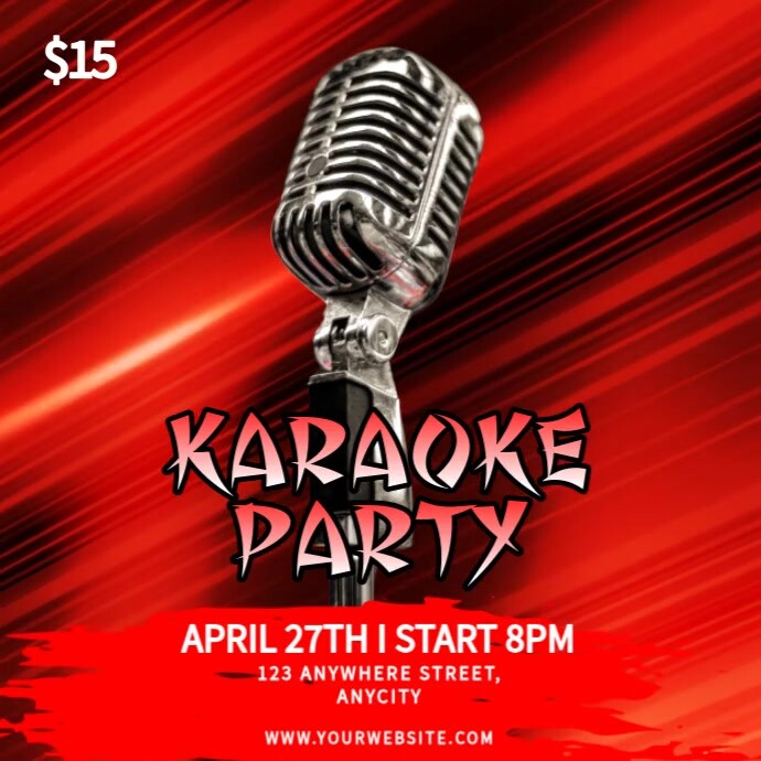 Red Neon Karaoke Party Pos Instagram template