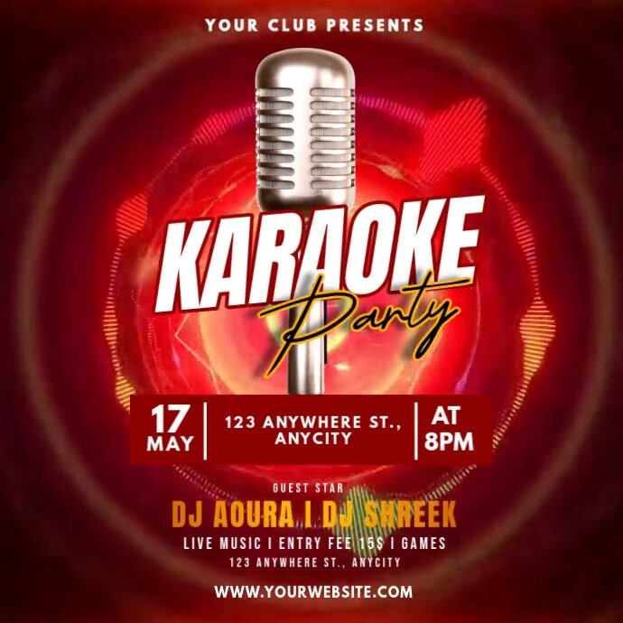 Red Neon Karaoke Party Pos Instagram template