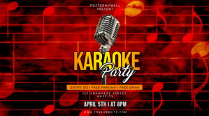 Red Neon Karaoke Party Pos Twitter template