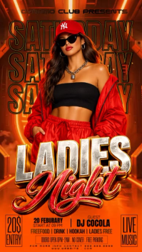 Czerwony Ladies Night Event Reel de Instagram Template