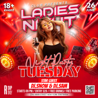 Red Neon Ladies Night Party Instagram Post template