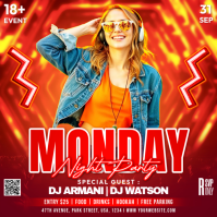 Czerwony Monday Night Party Квадрат Template
