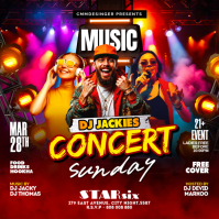 Red Neon Music Concert Instagram Post Instagram-opslag template