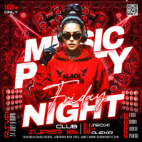 Red Neon Music Party Instagram Post Video template
