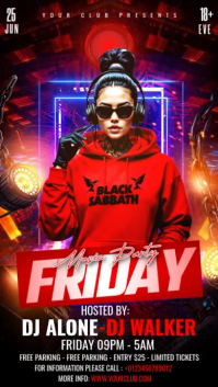 Red Neon Music Party Instagram Reel Video template