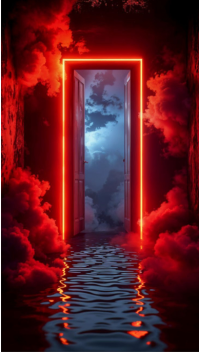 Red Neon Neon Red Doorway Surreal Background Digital Display (9:16) template