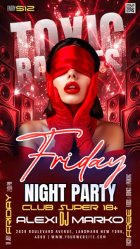Red Night Club Party Instagram Story Template