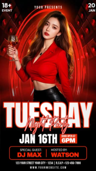 Red Neon Night Party Instagram Reel template