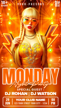 Red Neon Night Party Instagram Story template