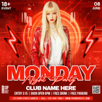 Red Neon Night Party Square Квадрат (1 : 1) template