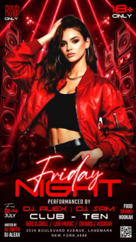 Red Neon Nightclub Event Instagram Story Video template