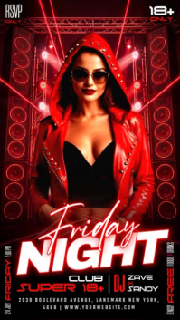 Red Neon Nightclub Event Instagram Story Video template