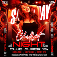 Черный Nightclub Event Cuadrado Template