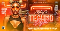 Red Neon R&b Techno Night Party Invitation Facebook Shared Image template