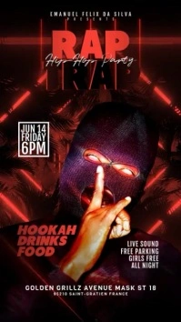Red Neon Rap Trap Hip-Hop Party Flyer Historia de Instagram template