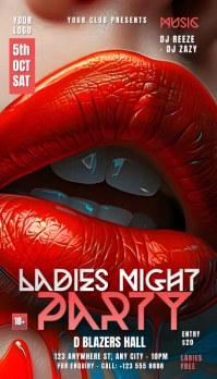 Red Neon Red Background Gradient Ladies Night Carte de visite template