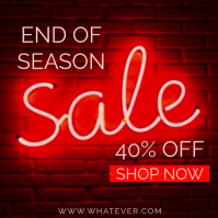 Red Neon Sale Flashing Sign Instagram Post template