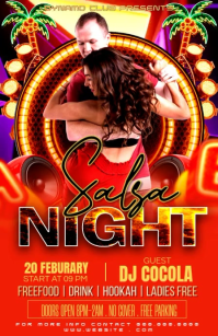 Red Neon Salsa Night Event Half Page Wide Video template