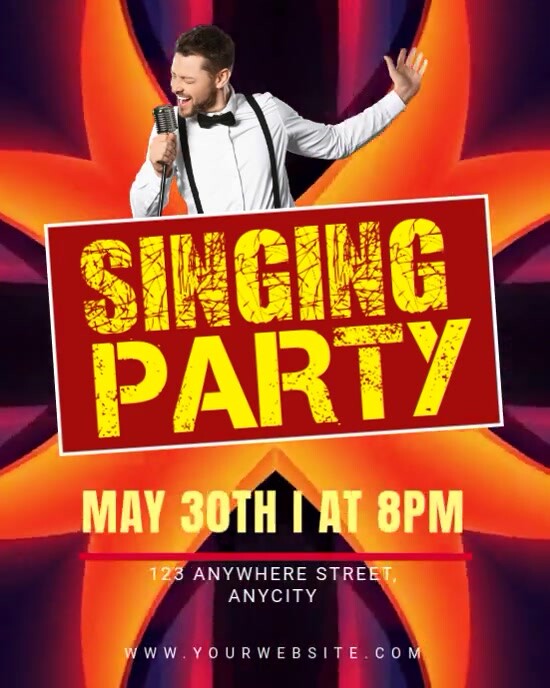 Red Neon Singing Party Instagram Portrait template