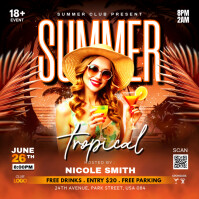 Red Neon Summer Party Instagram Post Instagram-bericht template
