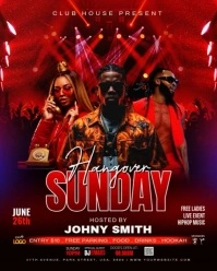 Red Neon Sunday Night Party Instagram Portrait template