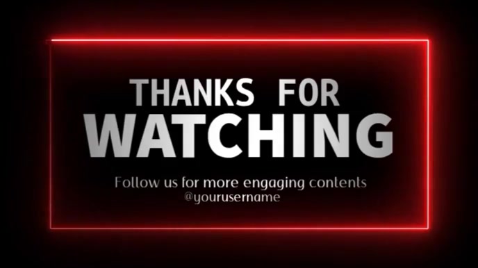 Red Neon Thanks For Watching  Digital Display (16:9) template