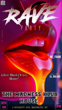 Red Neon This Is A Vibrant And High-energy Promotional Flyer For A "rave Party" Instagram Story template