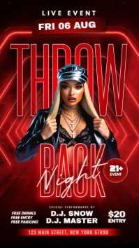 Red Neon Throwback Night Party Facebook Story template