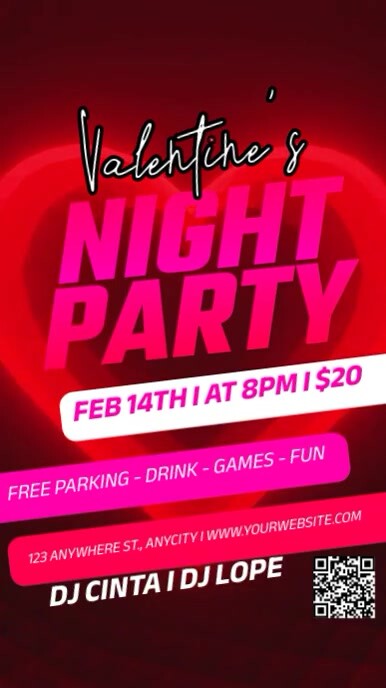 Red Neon Valentine's Day Party Reel Instagram template
